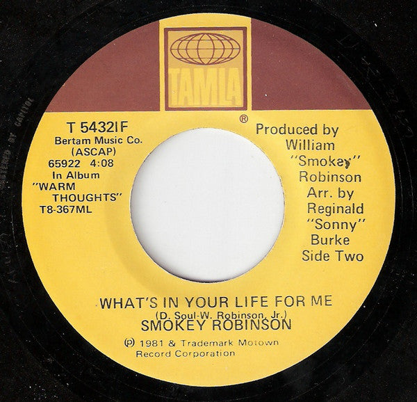 Smokey Robinson : Being With You (7", Single)