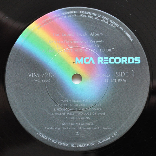 Miklós Rózsa : A Time To Love And A Time To Die (LP, Album, Mono, RE)