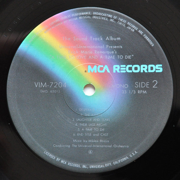 Miklós Rózsa : A Time To Love And A Time To Die (LP, Album, Mono, RE)