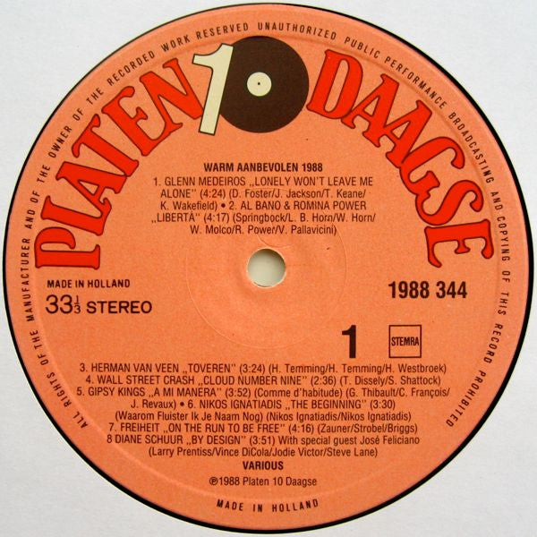 Various : Warm Aanbevolen 1988 (LP, Comp)