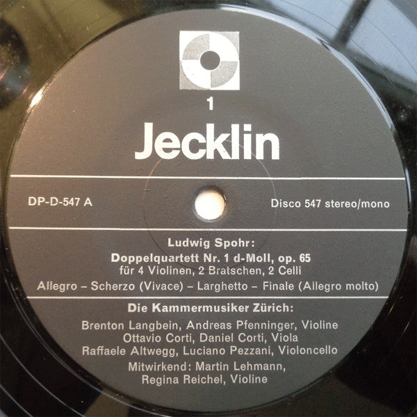 Louis Spohr, Joseph Joachim Raff, Die Kammermusiker Zürich : Doppelquartett Nr. 1 D-moll, Op. 65 / Oktett C-dur, Op. 176 (LP)