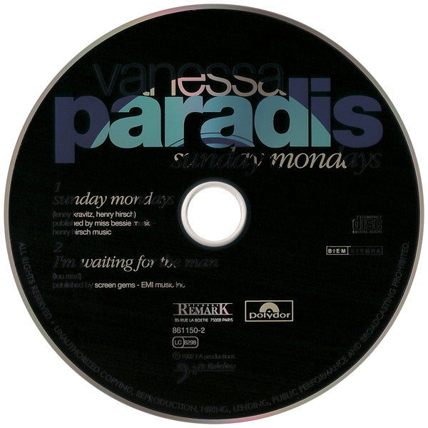 Vanessa Paradis : Sunday Mondays (CD, Single)