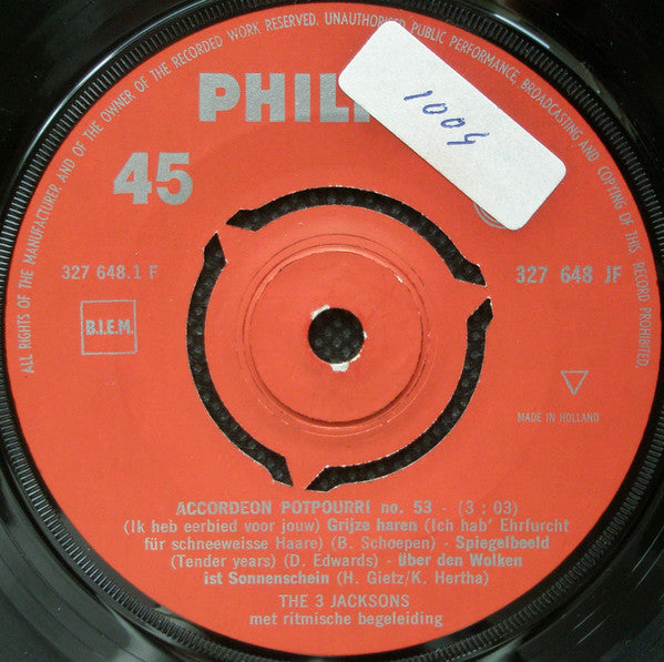 The 3 Jacksons : Accordeon Potpourri No. 53 (7", Single)