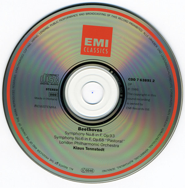 Ludwig van Beethoven, London Philharmonic Orchestra, Klaus Tennstedt : Symphonien 6 "Pastorale" & 8 (CD, Album)