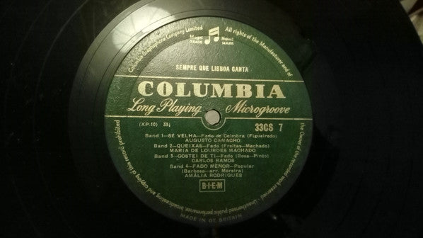 Augusto Camacho, Maria De Lourdes Machado, Carlos Ramos, Amália Rodrigues : Sempre Que Lisboa Canta (10", Comp)