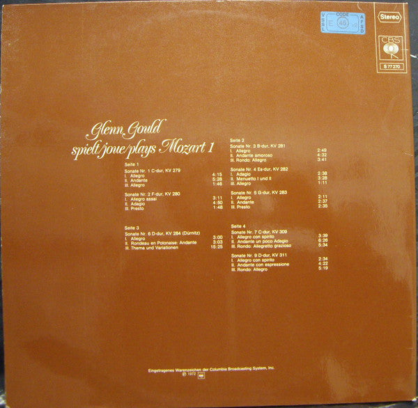 Glenn Gould, Wolfgang Amadeus Mozart : Glenn Gould Spielt/Joue/Plays Mozart 1 (2xLP, Comp)