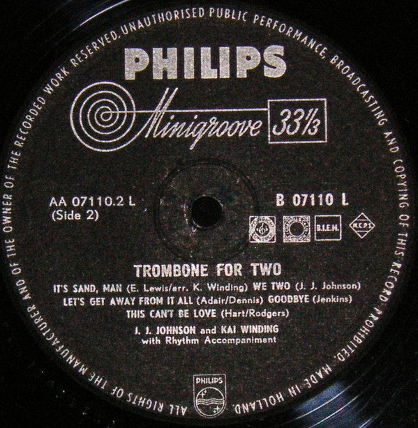 J.J. Johnson And Kai Winding : Trombone For Two (LP, Album, Mono)