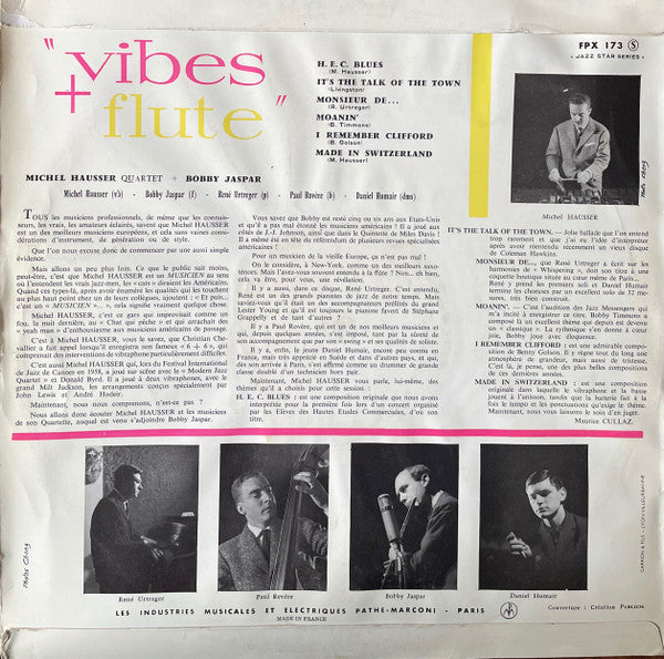 Michel Hausser Quartet + Bobby Jaspar : Vibes + Flute (LP, Mono)