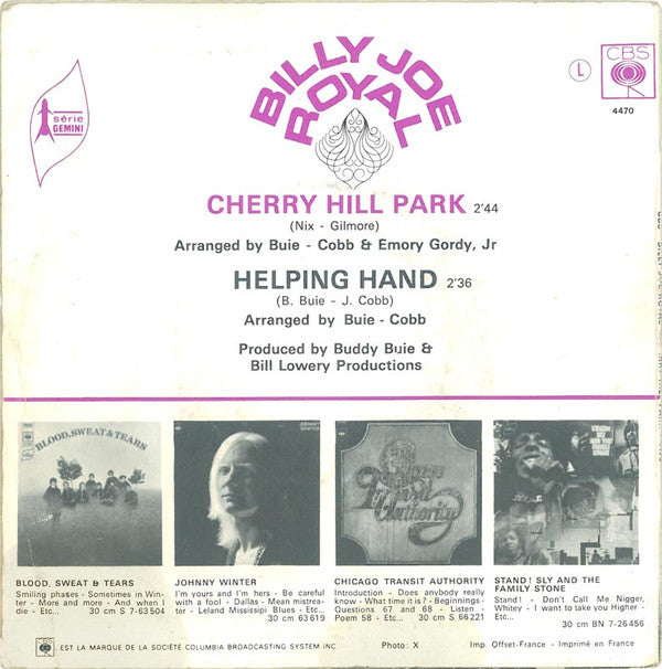 Billy Joe Royal : Cherry Hill Park / Helping Hand (7", Single)