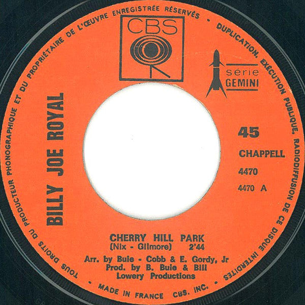 Billy Joe Royal : Cherry Hill Park / Helping Hand (7", Single)