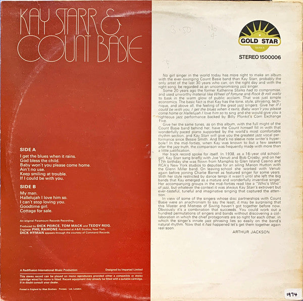 Kay Starr & Count Basie : Kay Starr & Count Basie (LP)