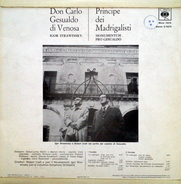 Carlo Gesualdo, Igor Stravinsky : Don Carlo Gesualdo Di Venosa: Principe Dei Madrigalisti (LP, Mono)