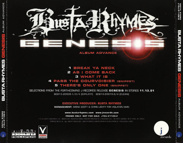 Busta Rhymes : Genesis (Album Advance) (CD, Advance, Promo, Smplr)