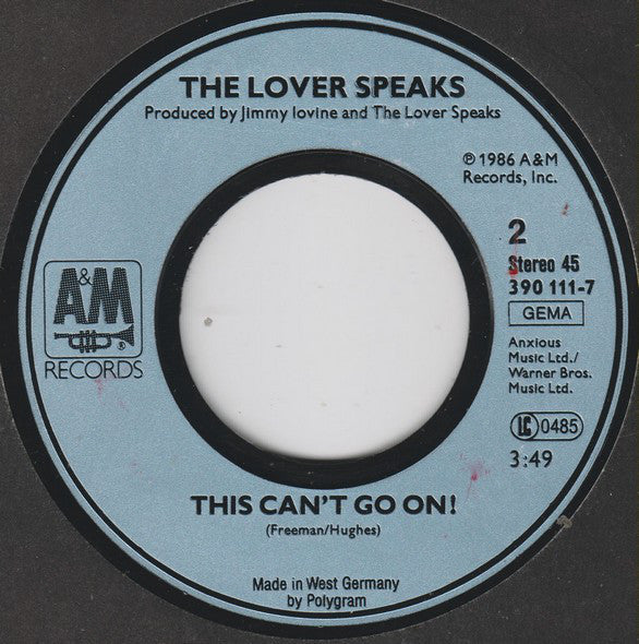 The Lover Speaks : No More "I Love You's" (7", Single)