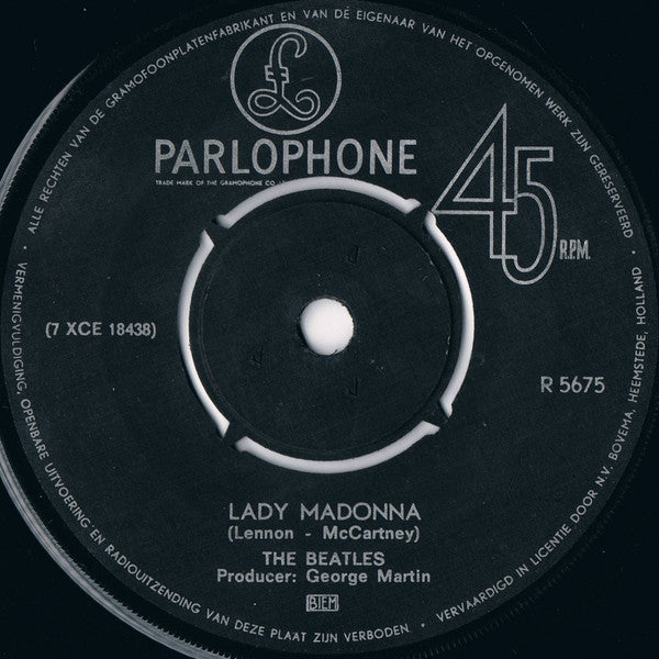 The Beatles : Lady Madonna / The Inner Light (7", Single, 4-P)