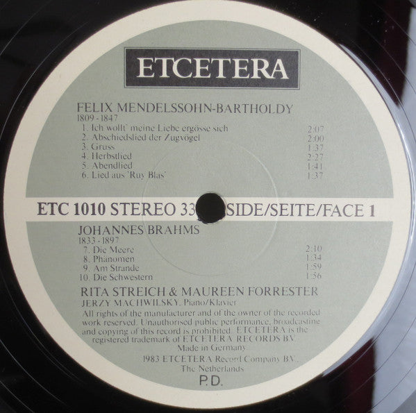 Rita Streich, Maureen Forrester - Felix Mendelssohn-Bartholdy / Johannes Brahms / Robert Schumann : Duos (LP, Album)