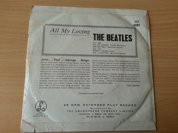 The Beatles : All My Loving (7", EP)