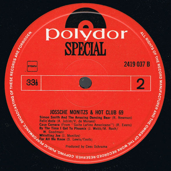 Jossche Monitzs & Hot Club 69 : Jossche Monitzs & Hot Club 69 (LP, Album)
