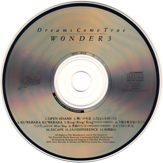 Dreams Come True : Wonder 3 (CD, Album)