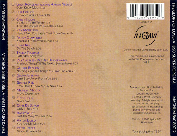 Various : The Glory Of Love (A 1990 Super Popgala) (CD, Comp)