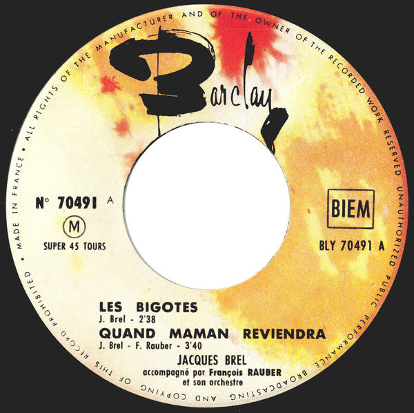 Jacques Brel : Les Bigotes (7", EP)