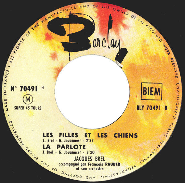 Jacques Brel : Les Bigotes (7", EP)