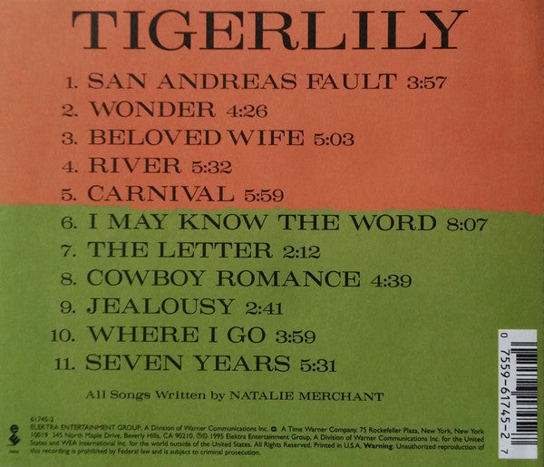 Natalie Merchant : Tigerlily (CD, Album, Promo)