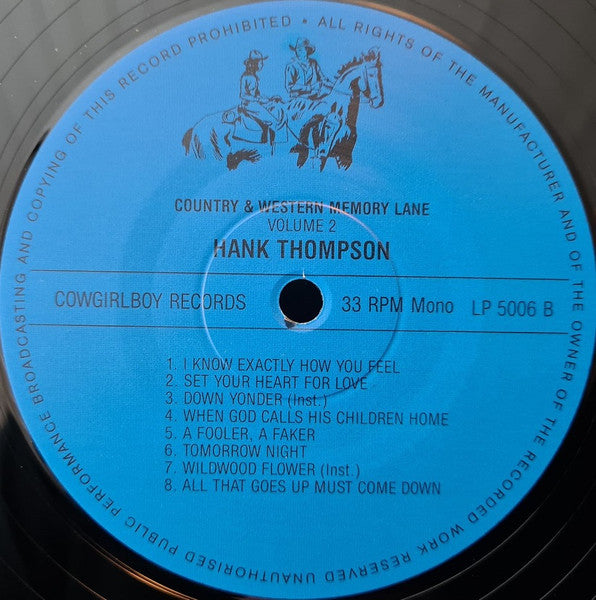 Hank Thompson : Country & Western Memory Lane Volume 2 (LP, Comp)