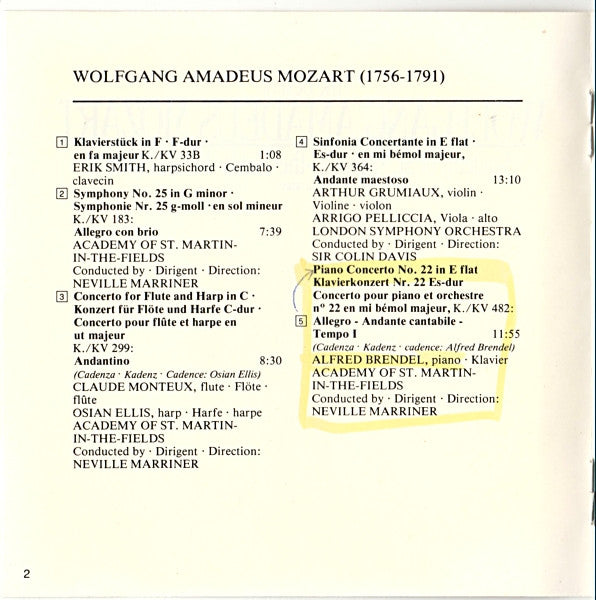 Wolfgang Amadeus Mozart, The Academy Of St. Martin-in-the-Fields / Sir Neville Marriner : The Best Of Wolfgang Amadeus Mozart (CD, Comp)