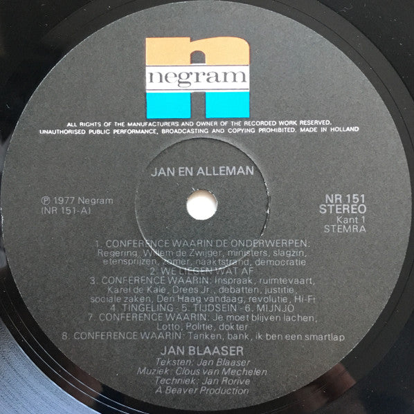 Jan Blaaser : Jan En Alleman (LP, Album)