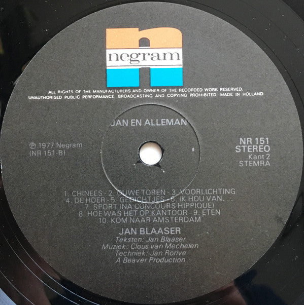Jan Blaaser : Jan En Alleman (LP, Album)