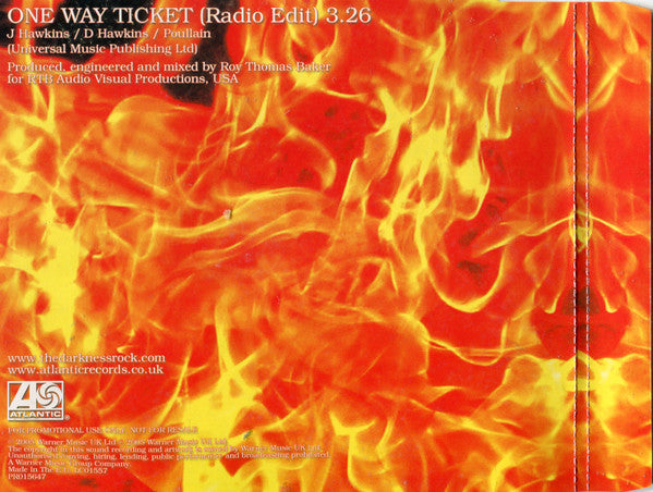 The Darkness : One Way Ticket (CD, Single, Promo)