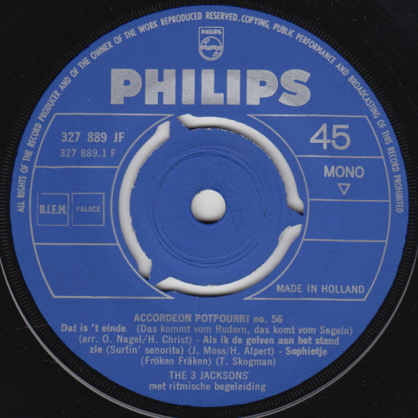 The 3 Jacksons : Accordeon Potpourri No. 56 (7", Single, Mono)