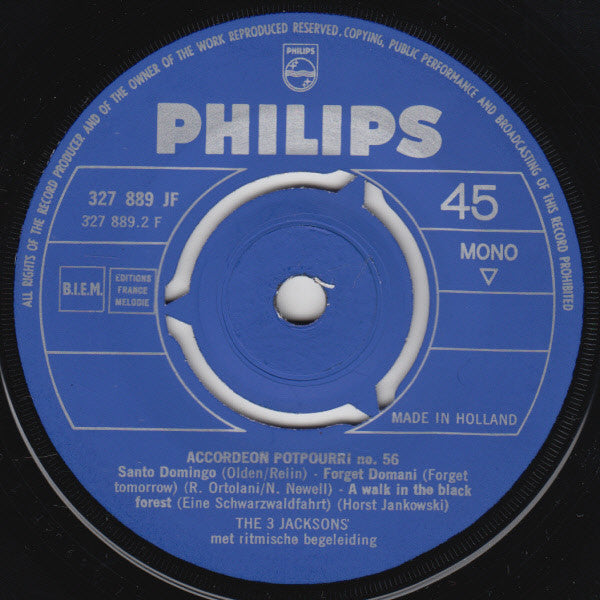 The 3 Jacksons : Accordeon Potpourri No. 56 (7", Single, Mono)