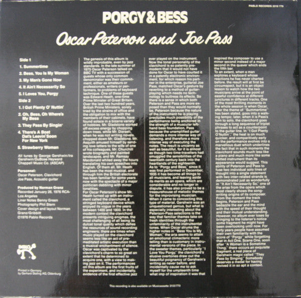 Oscar Peterson And Joe Pass : Porgy & Bess (LP, Album)