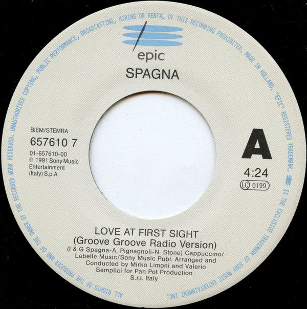 Ivana Spagna : Love At First Sight - Remix By Black Box (7", Single)