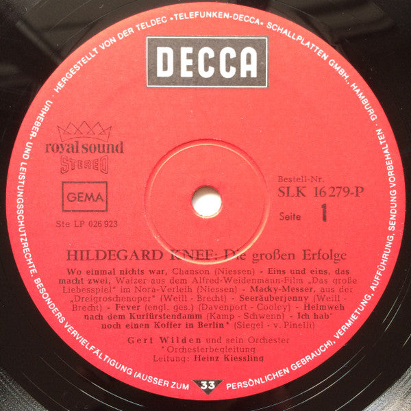 Hildegard Knef : Die Großen Erfolge (LP, Comp, RE)