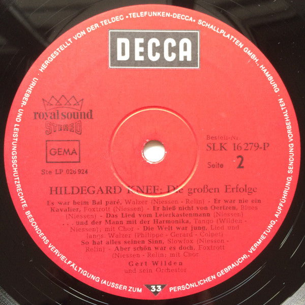 Hildegard Knef : Die Großen Erfolge (LP, Comp, RE)