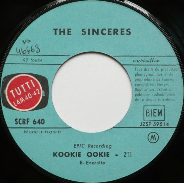 The Sinceres (3) : Kookie Ookie / Our Winter Love (7", Single)