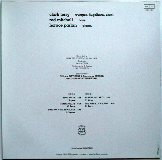 Clark Terry, Red Mitchell, Horace Parlan : Brhams Lullabye (LP, Album)