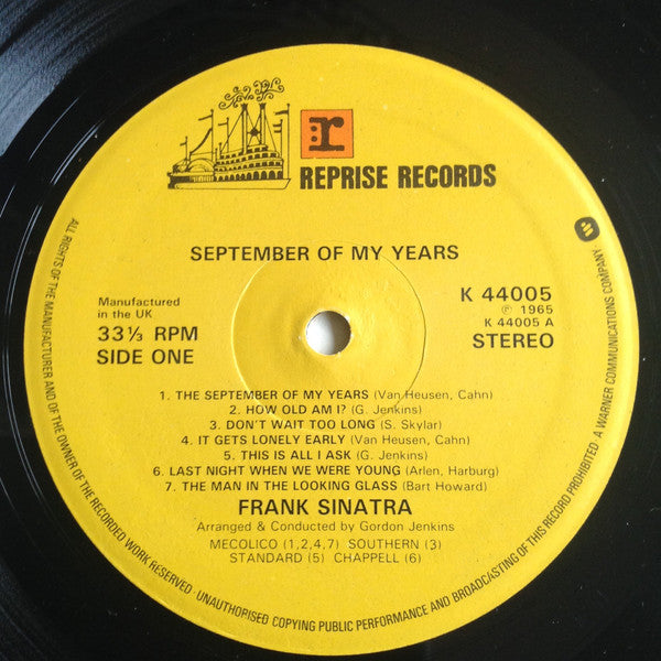 Frank Sinatra : September Of My Years (LP, Album, RE)