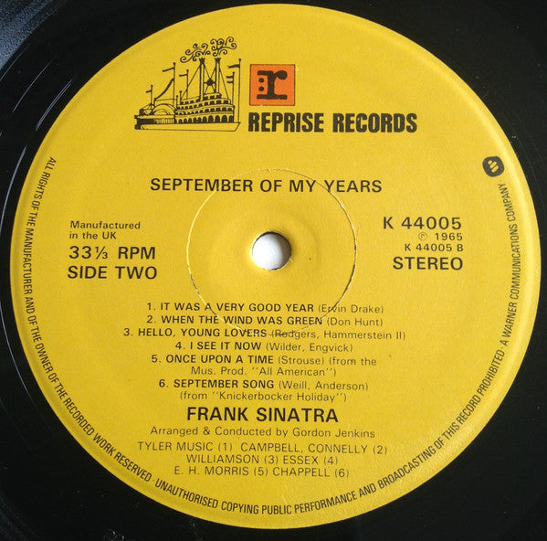Frank Sinatra : September Of My Years (LP, Album, RE)