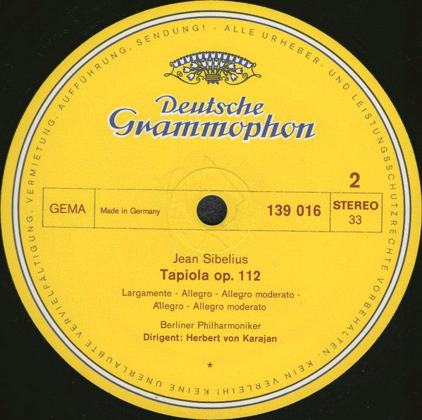 Jean Sibelius / Berliner Philharmoniker, Herbert von Karajan : Finlandia • Valse Triste • Der Schwan Von Tuonela • Tapiola (LP, RE)