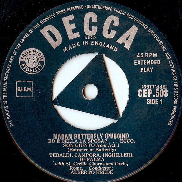 Giacomo Puccini / Renata Tebaldi : Nell Rankin : Giuseppe Campora : Giovanni Inghilleri : Madam Butterfly (7", EP, Mono)