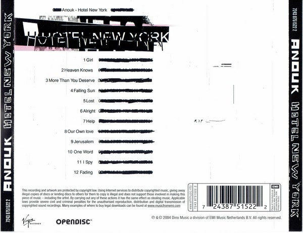 Anouk : Hotel New York (CD, Album, Enh, RE)