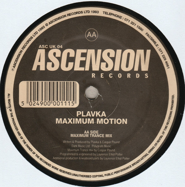 Plavka : Maximum Motion (12")