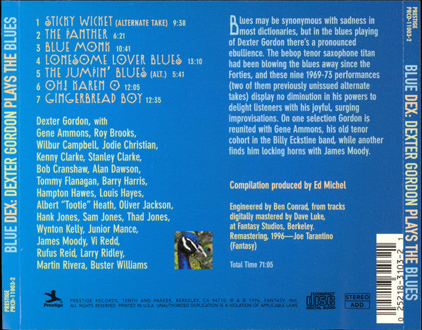 Dexter Gordon : Blue Dex:  Dexter Gordon Plays The Blues (CD, Comp)