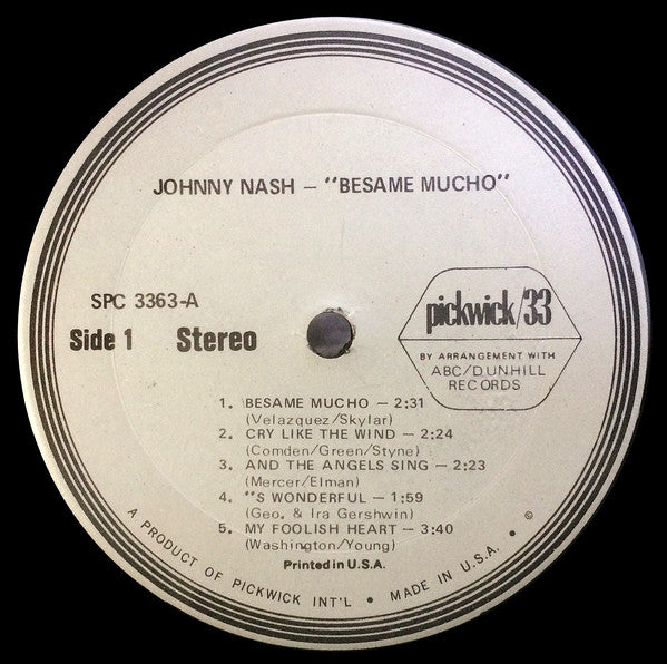 Johnny Nash : Besame Mucho (LP, Comp)