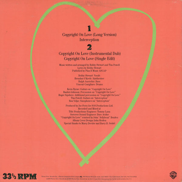 Bobby Stewart : Copyright On Love (12")