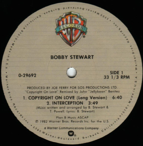 Bobby Stewart : Copyright On Love (12")